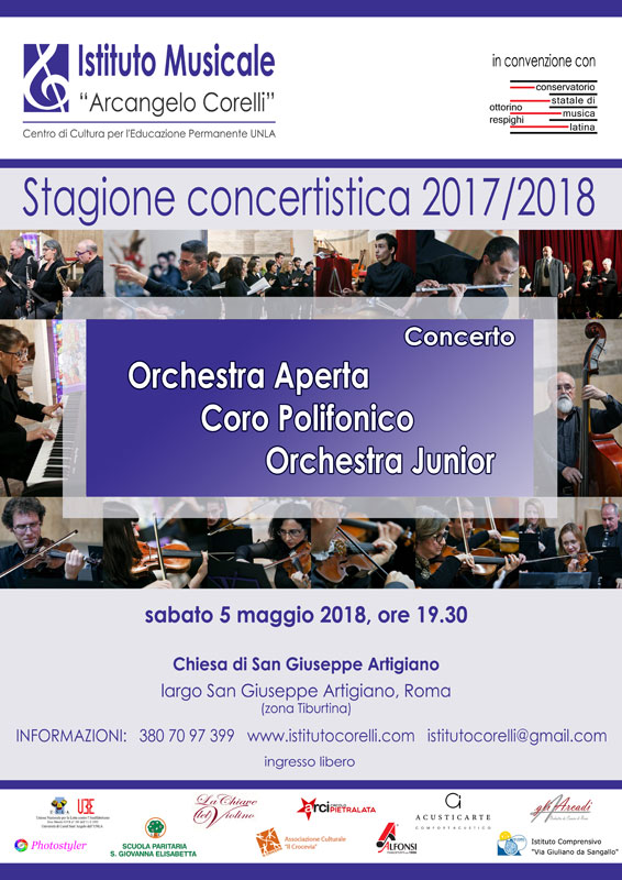 2018 locandina concerto San Giuseppe gruppi musicali Tiburtina Istituto Corelli 5 maggio