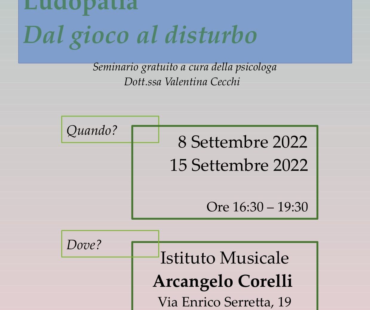 Seminari gratuiti sulla ludopatia