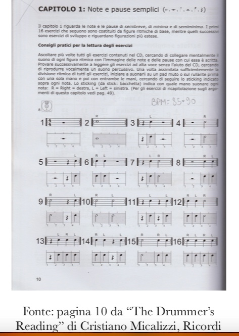 The drummer's reading pagina 10 Metodo drumming system per lezioni di batteria