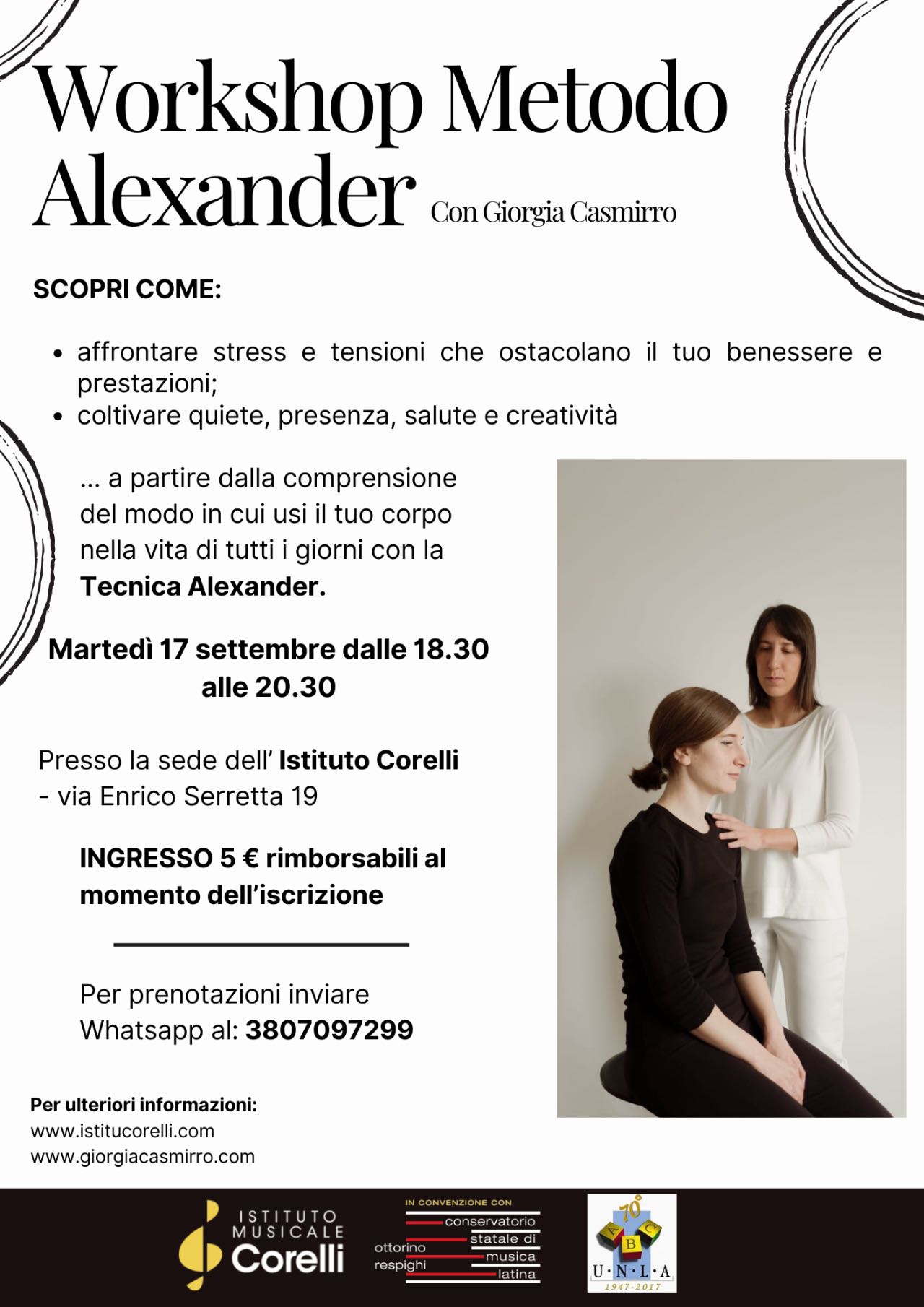 Workshop Metodo Alexander martedì 17 settembre 2024