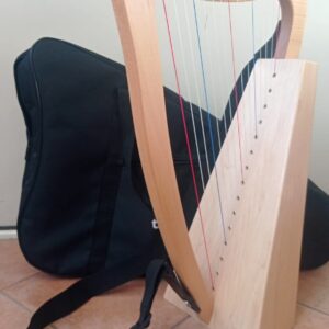Arpa celtica 15 corde con custodia, corde di ricambio e chiave accordatura