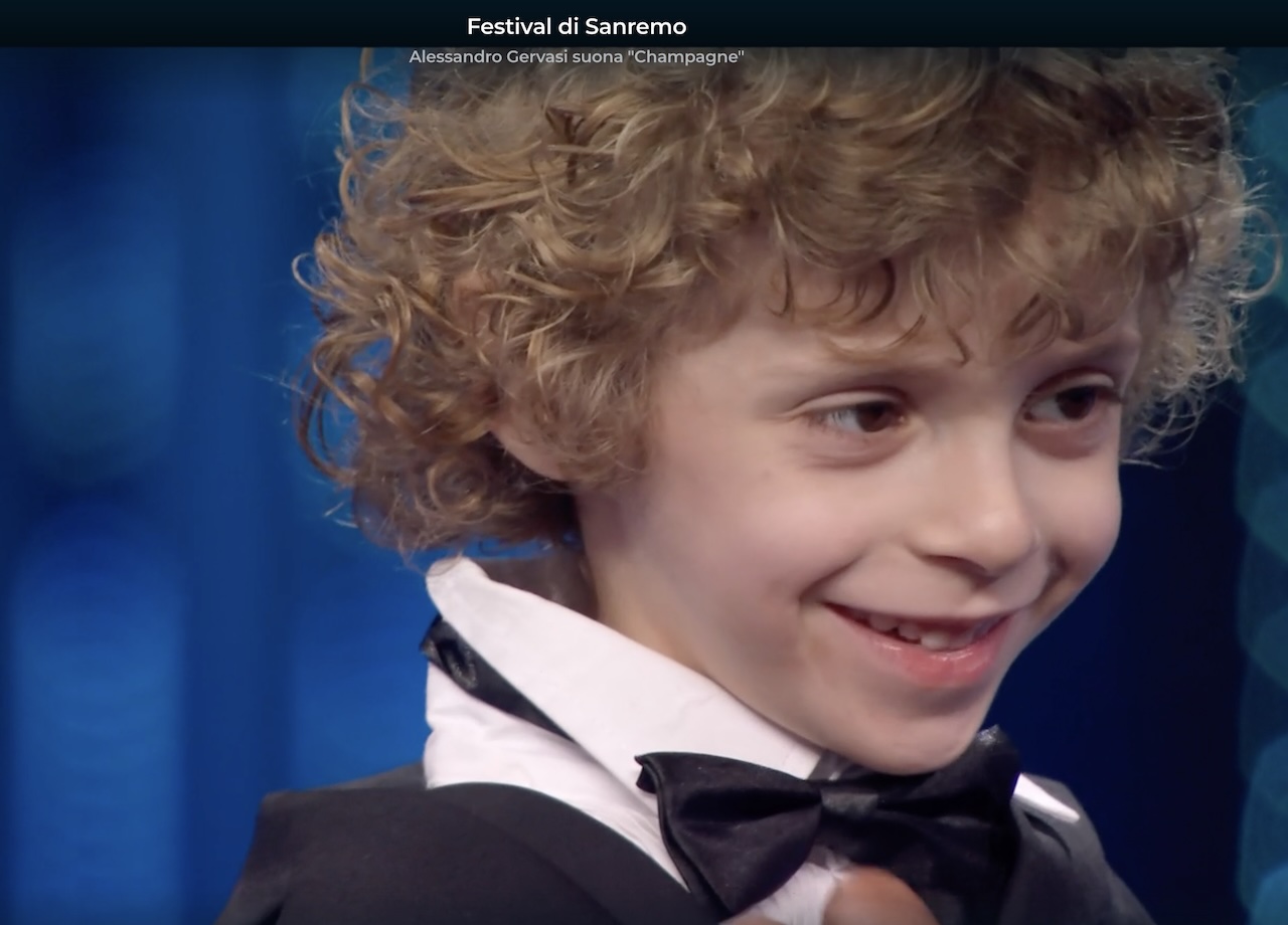 Alessandro Gervasi il bambino di 6 anni con l'orecchio assoluto che a Sanremo suona Champagne